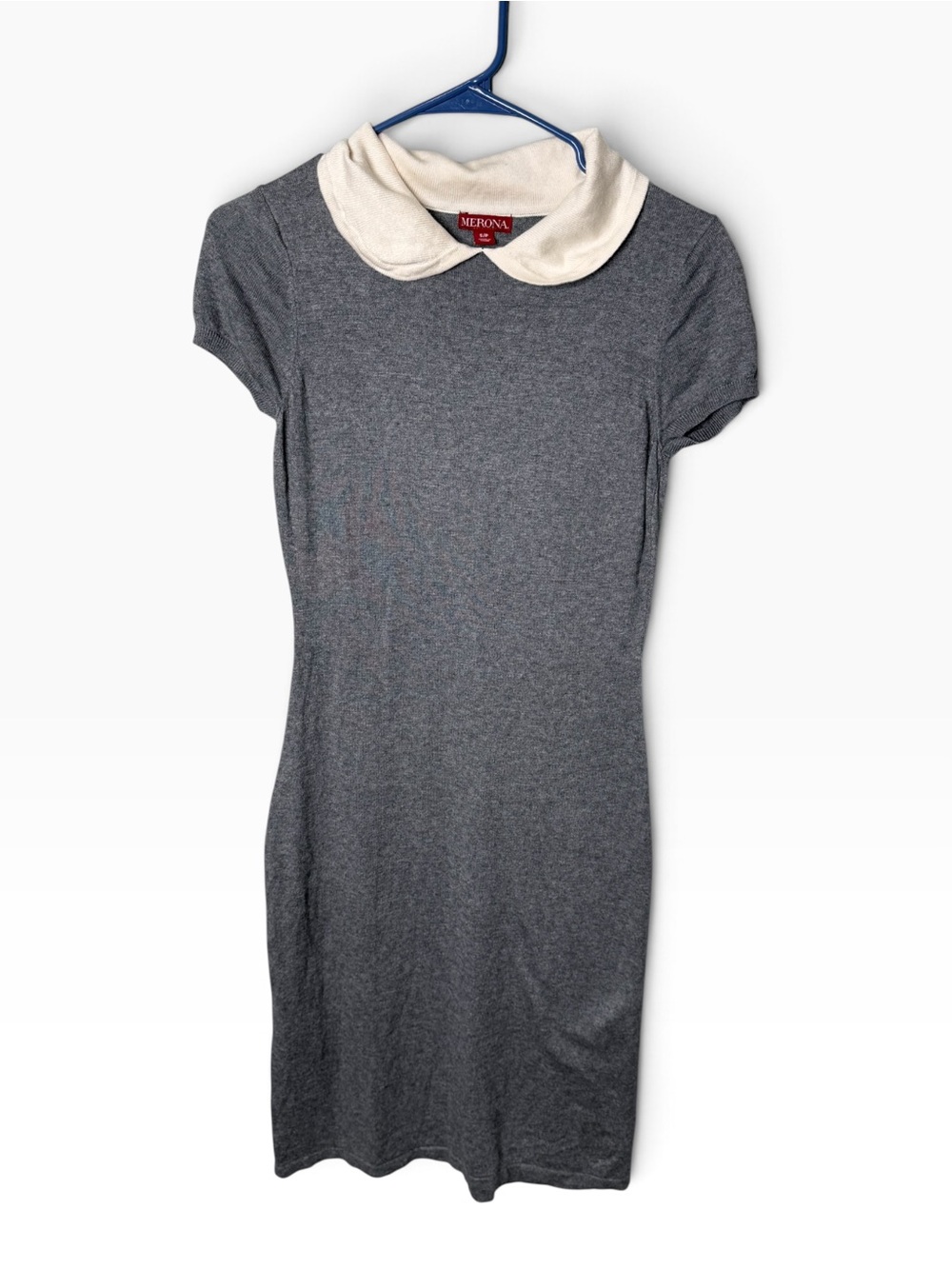 Merona Gray White / Cream Peter Pan Collar Dress Size S